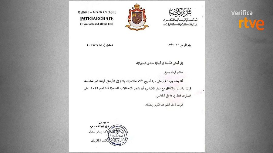 Comunicado sobre la Semana Santa en Siria