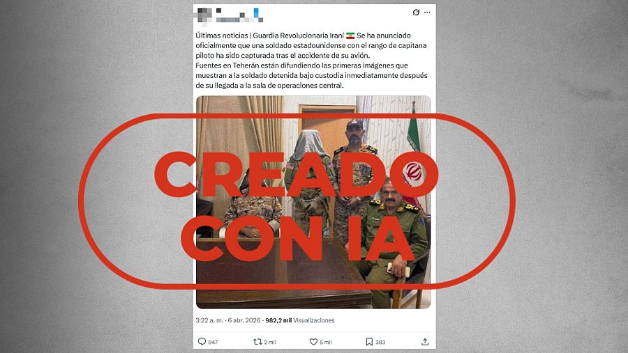 Mensaje que difunde esta foto generada con IA como si fuera real