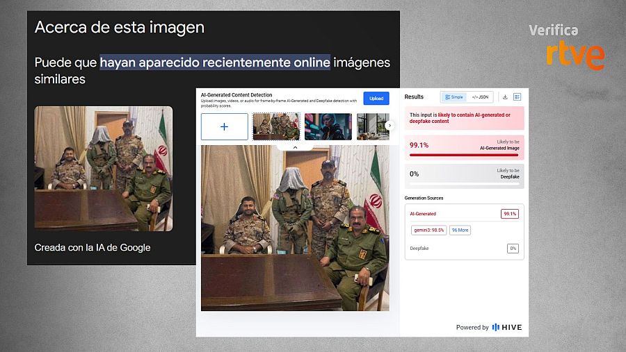 Análisis de esta imagen en Google y en Hive Moderation.