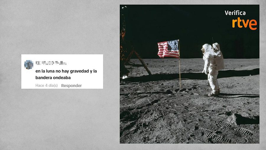 Mensaje de redes y astronauta sobre la superficie lunar