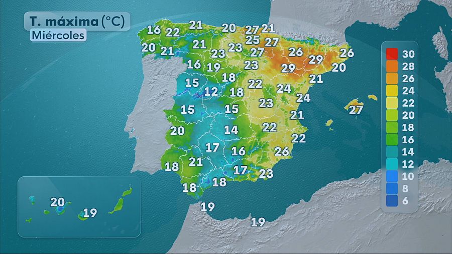 Temperaturas máximas previstas para hoy 8 de abril