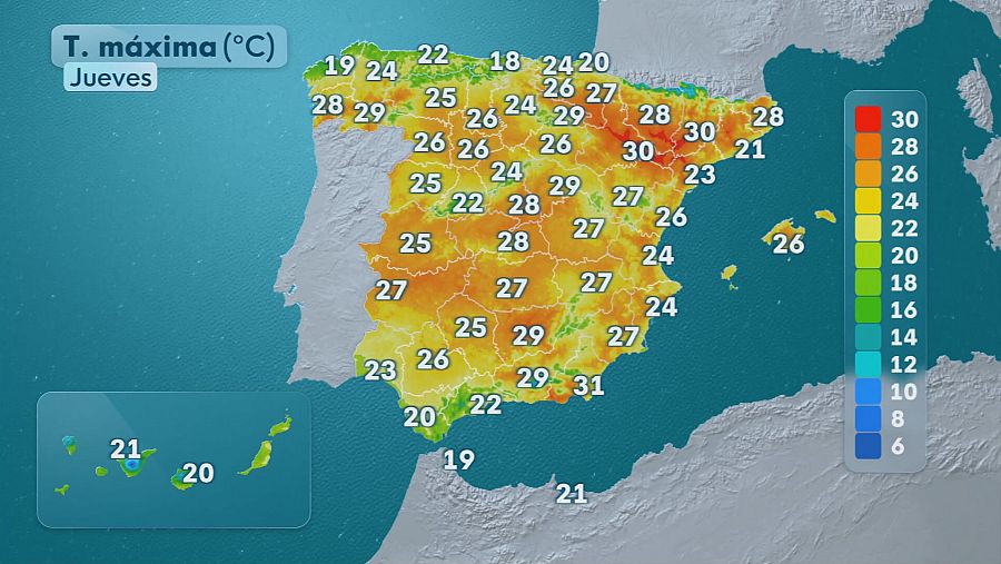 Aumento de las máximas este jueves