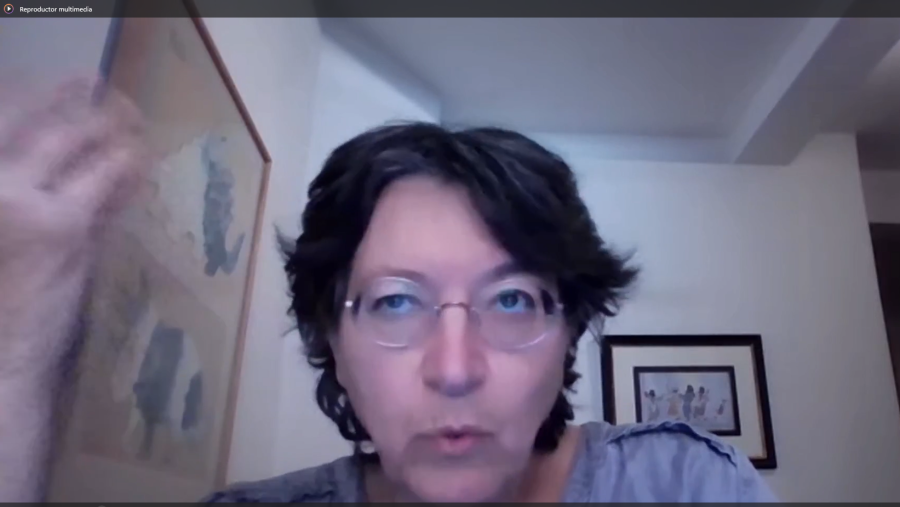 La periodista, Amira Hass, durante la entrevista con RTVE