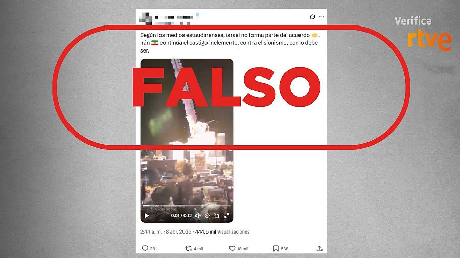 Mensaje que difunde un vídeo falso de un ataque en Israel