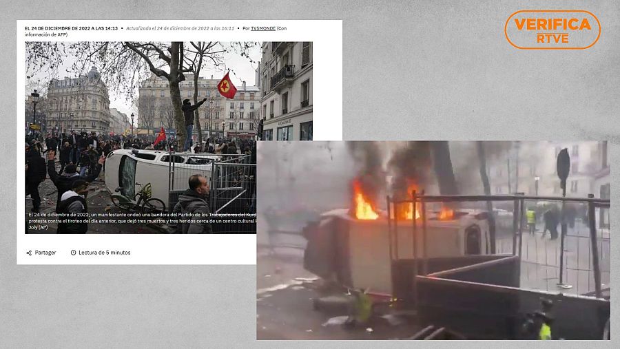 Captura de pantalla de la fotografía publicada en los medios el 24 de diciembre de 2022 y el video que circula en 2026.