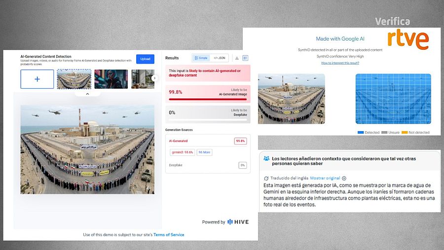 No es una cadena humana ante una central nuclear en Irán, es IA