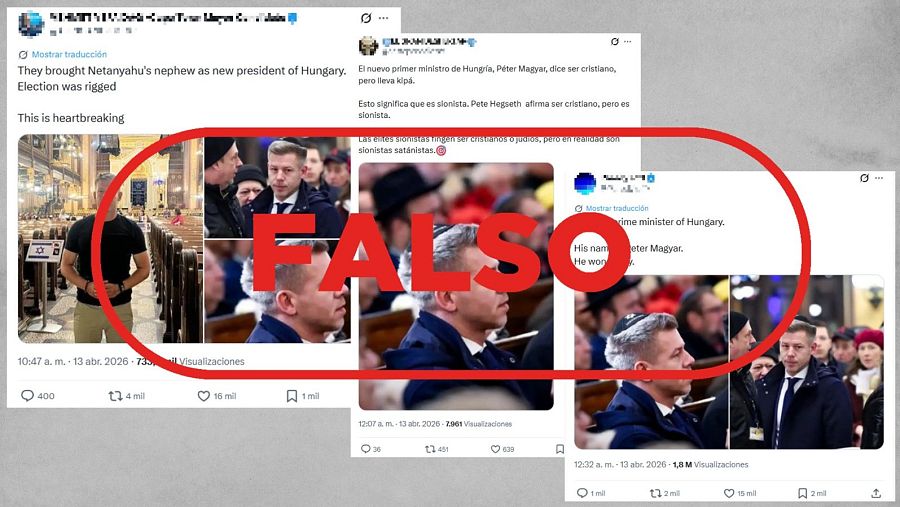 Mensajes que acusan a Pèter Magyar de ser sionista con imágenes descontextualizadas