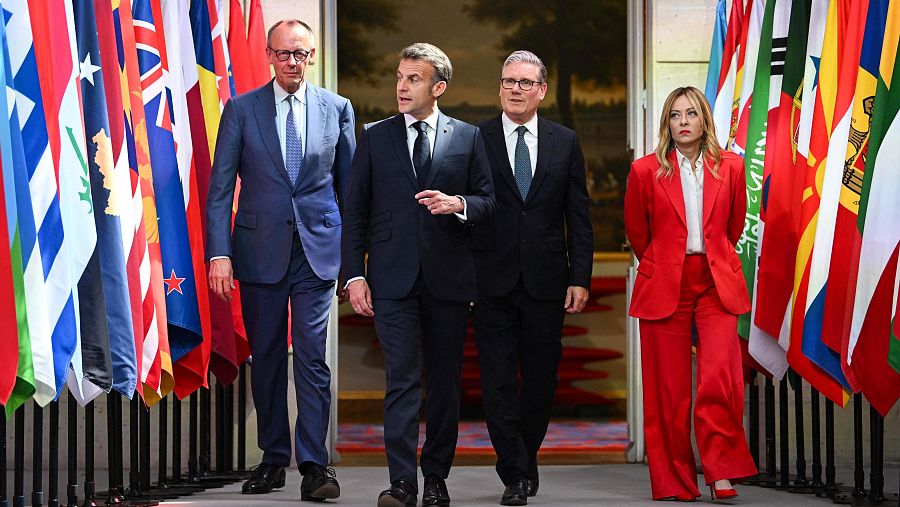 Merz, Macron, Starmer y Meloni se reúnen en el Elíseo