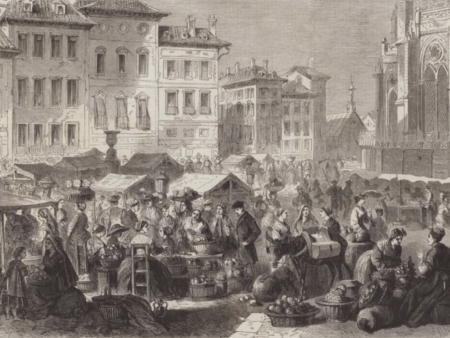 El mercado de Bayona en Francia, probablemente durante el siglo XIX