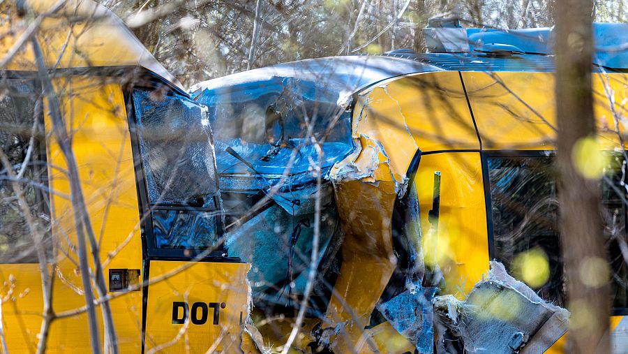 Imagen de los trenes que han chocado en Dinamarca