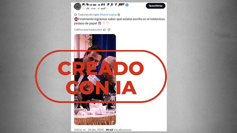 Mensaje que difunde una foto manipulada con IA como si fuera real