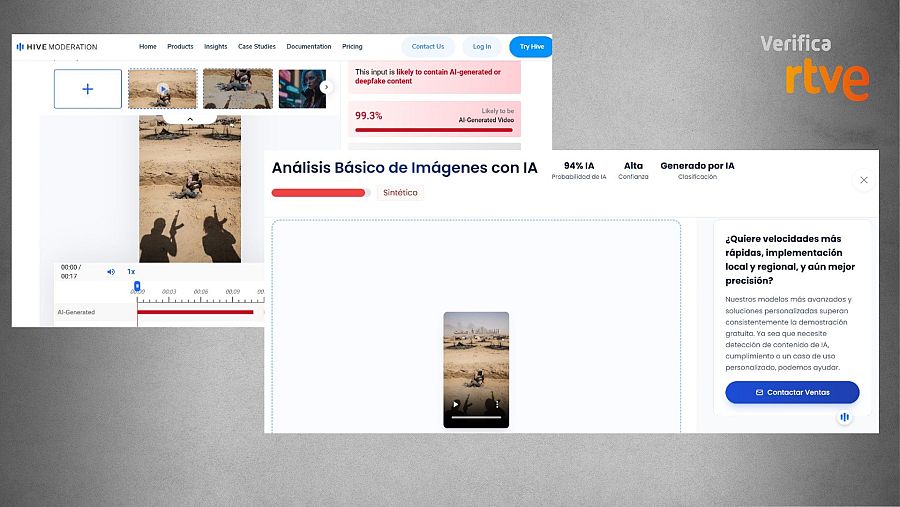Resultados de las herramientas de detección de IA sobre la imagen de Sudán