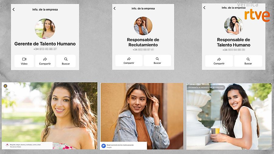 Fotos de perfil tomadas de Freepik que utilizan las cuentas de WhatsApp.
