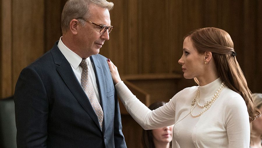 Kevin Costner y Jessica Chastain en 'Molly's game'