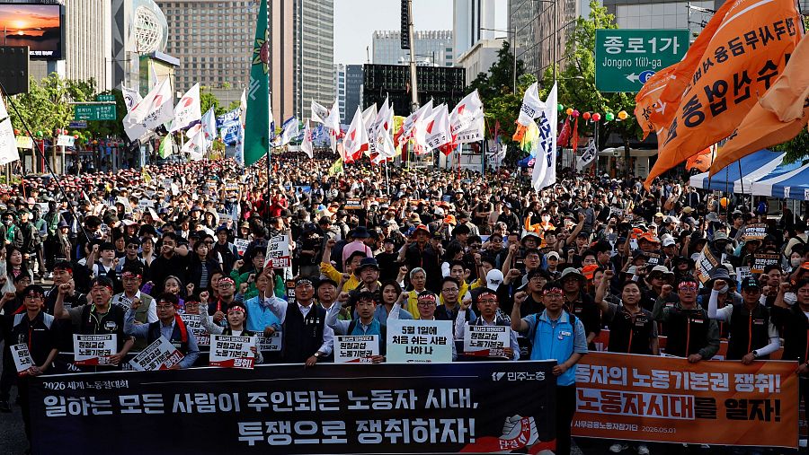 Manifestaciones del Día del Trabajo en España y el mundo, en imágenes