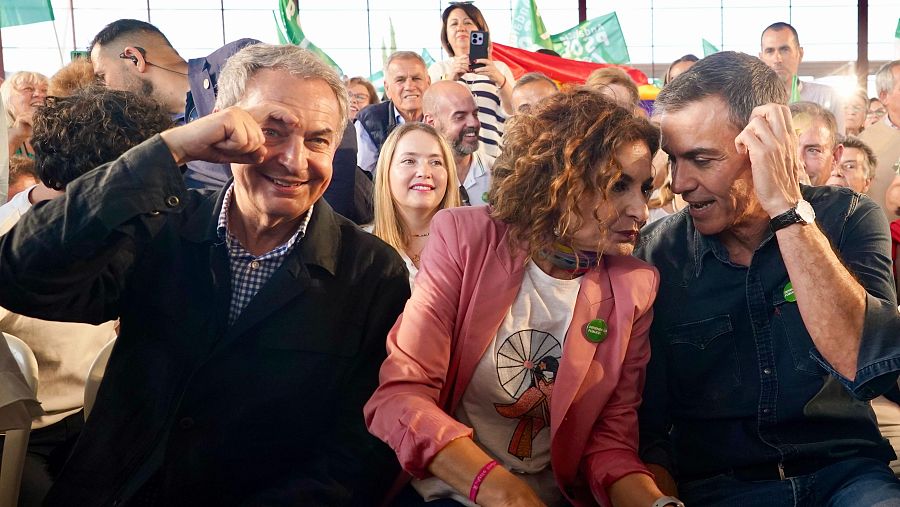 Pedro Sánchez y José Luis Rodríguez Zapatero respaldan a María Jesús Montero en Cártama (Málaga)