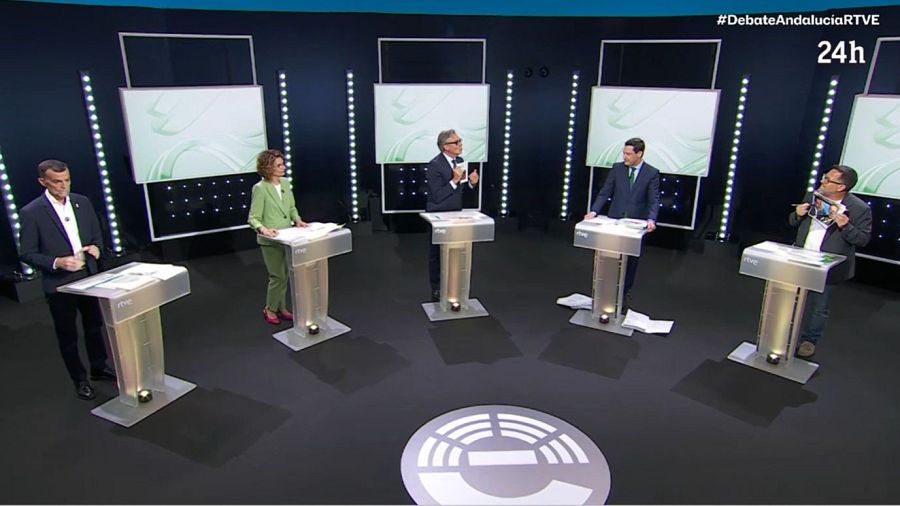 Debate a cinco organizado por RTVE para las elecciones andaluzas del 17 de mayo