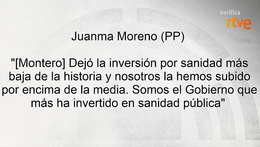 Juanma Moreno sobre inversión en sanidad cuando Montero era consejera