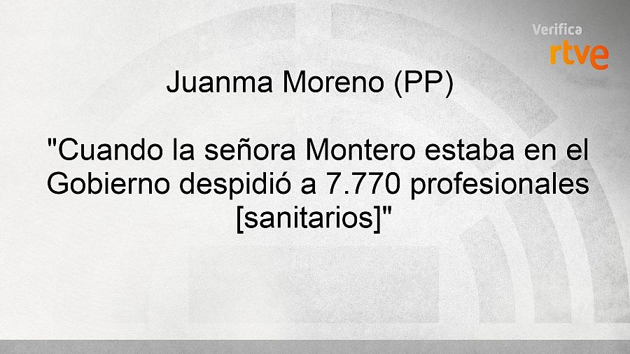 Moreno acusa a Montero de despedir a sanitarios