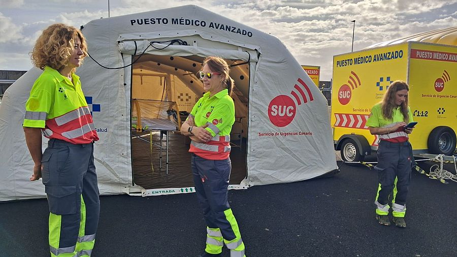 Puesto médico avanzado, en las inmediaciones del puerto de Granadilla (Tenerife)