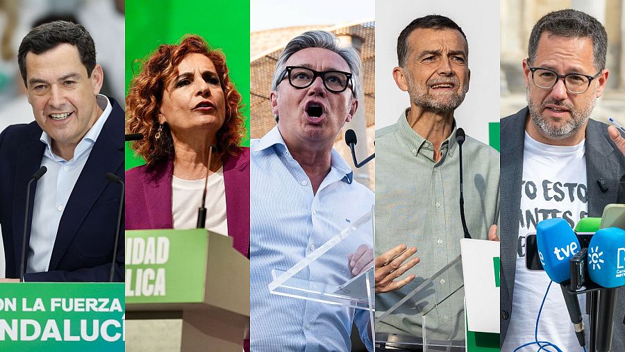Los candidatos a la Presidencia de la Junta de Andalucía, en diferentes actos electorales.