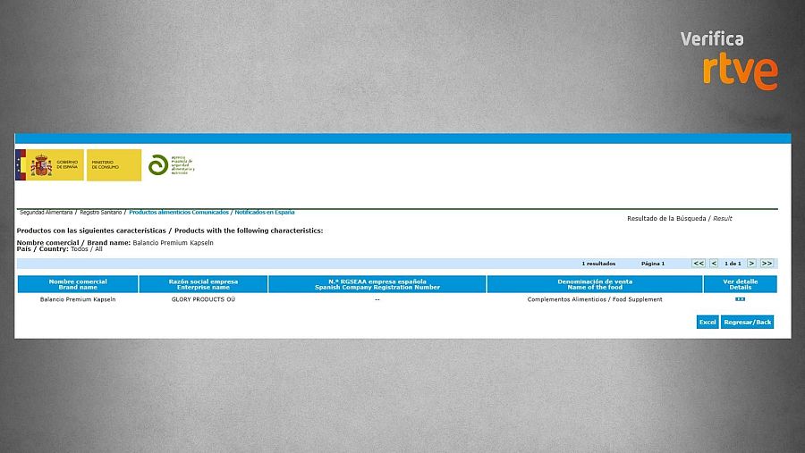 Resultados de la búsqueda en AESAN