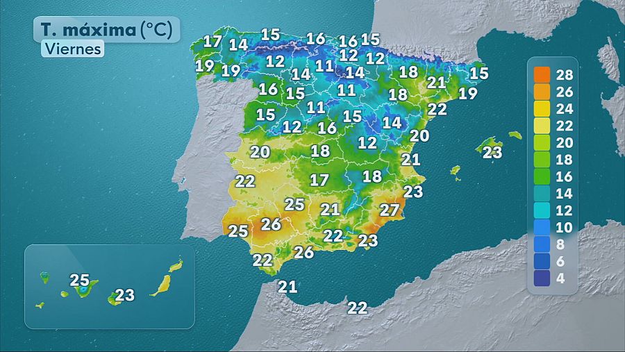 Temperaturas máximas este viernes