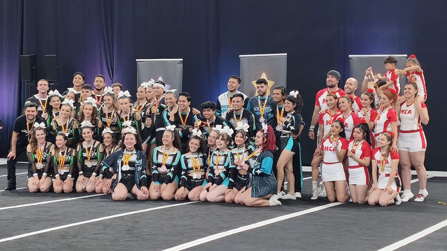 Podio de la categoría absoluta All Star, por equipos, del V Campeonato de España de Cheerleading.