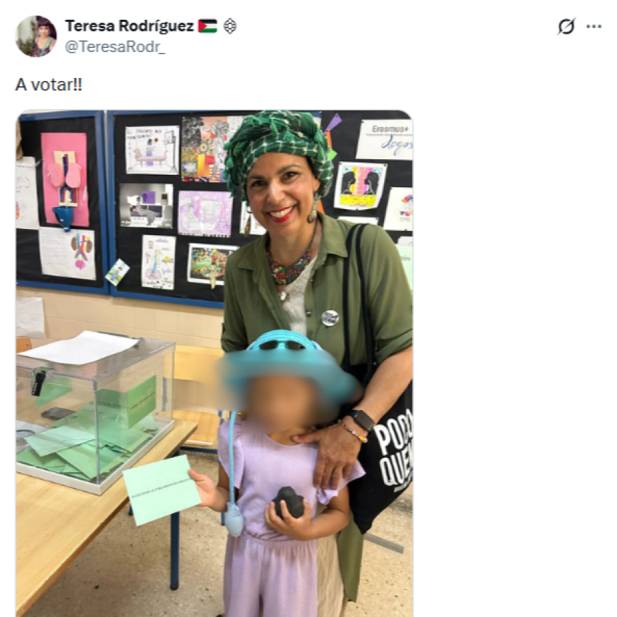 Captura del post de Teresa Rodríguez en X