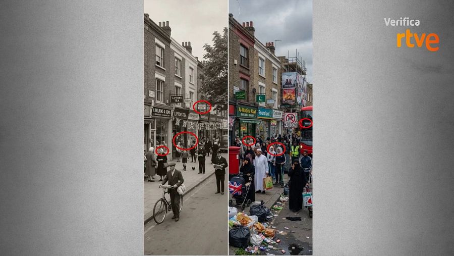 Imágenes con errores gráficos señalados con círculos rojos