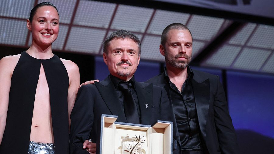 Renate Reinsve, Cristian Mungiu y Sebastian Stan, protagonsitas y director de 'Fjord'.
