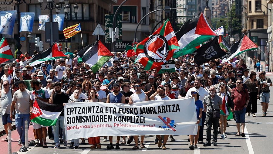 Manifestación en Bilbao convocada por la delegación vasca de la Global Sumud Flotilla