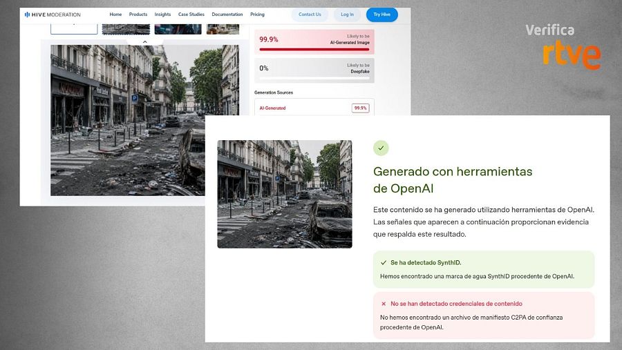 Resultado del análisis de esta imagen con Hive y con el detector de Open AI
