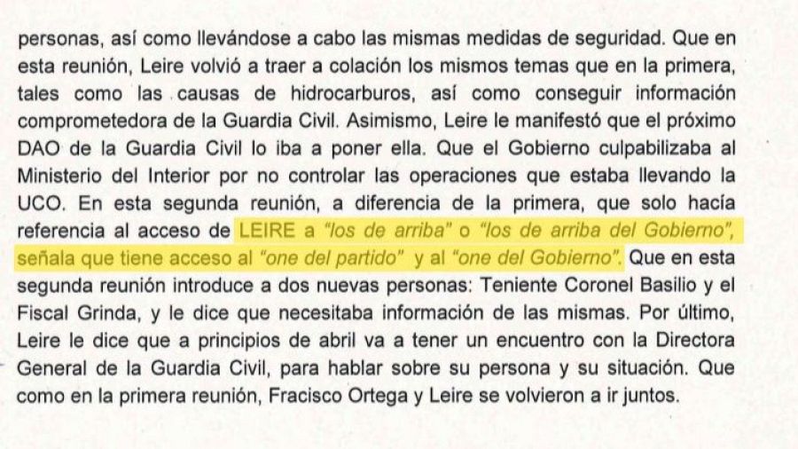 Detalle del informe de la UCO donde hablan de 