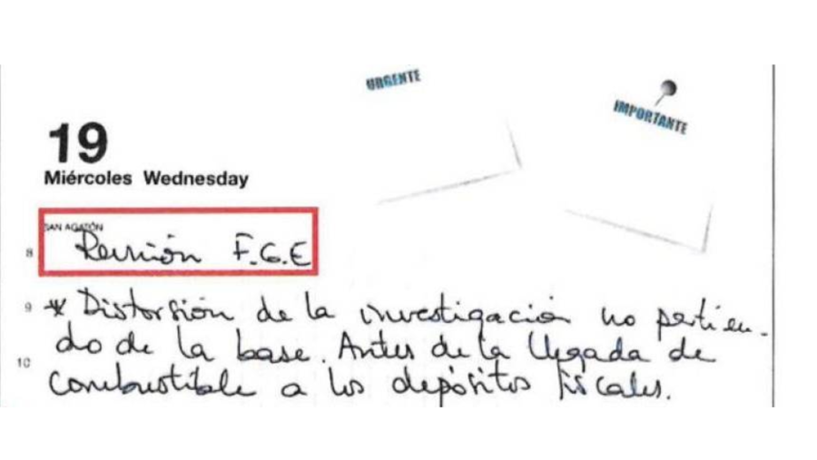 Detalle de la agenda de Leire Díez