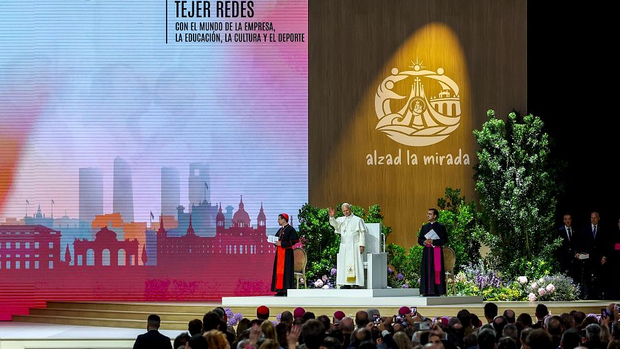 El papa en el Movistar Arena.