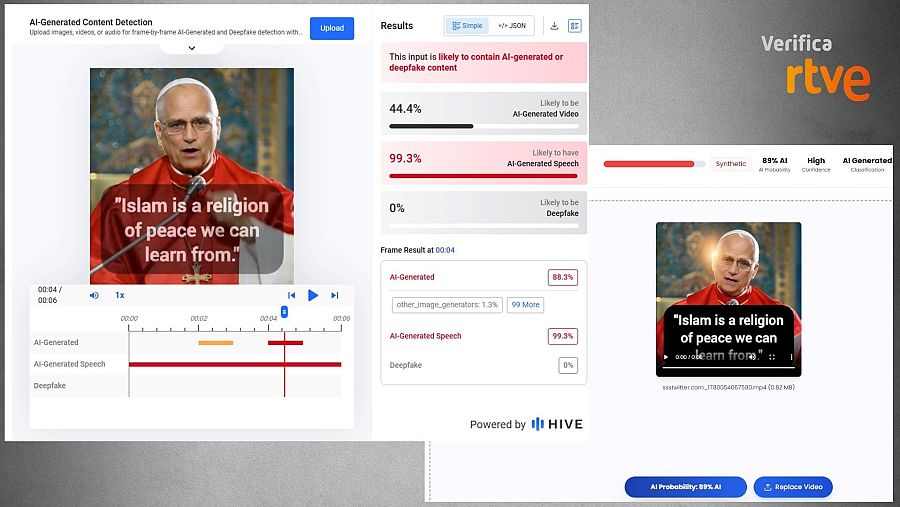 Análisis de este vídeo sobre León XIV con Hive y TruthScan
