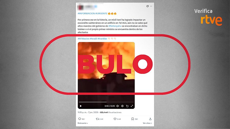 Mensaje que difunde el bulo de que el vídeo muestra un ataque actual en Tel Aviv