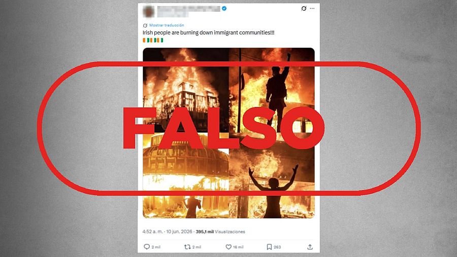 Mensaje que difunde la falsa idea de que las fotos se registran en Belfast