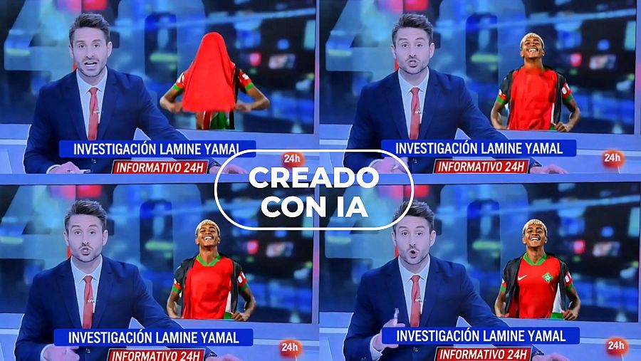 Cuatro 'frames' que muestran el cambio de la camiseta por la de Marruecos y la aparición de la bandera de Palestina
