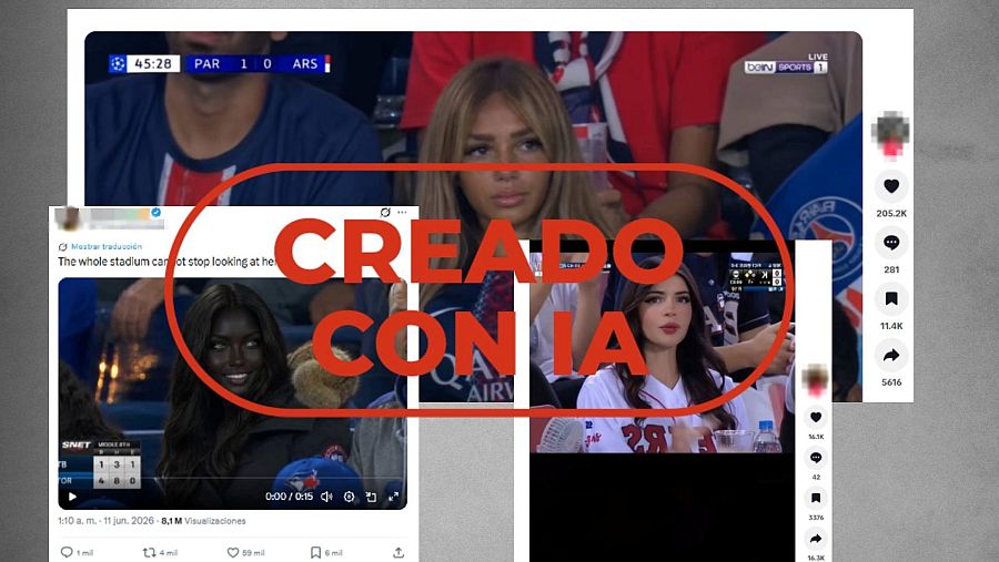Vídeos en redes sociales que siguen el trend de espectadores en los estadios creados con IA