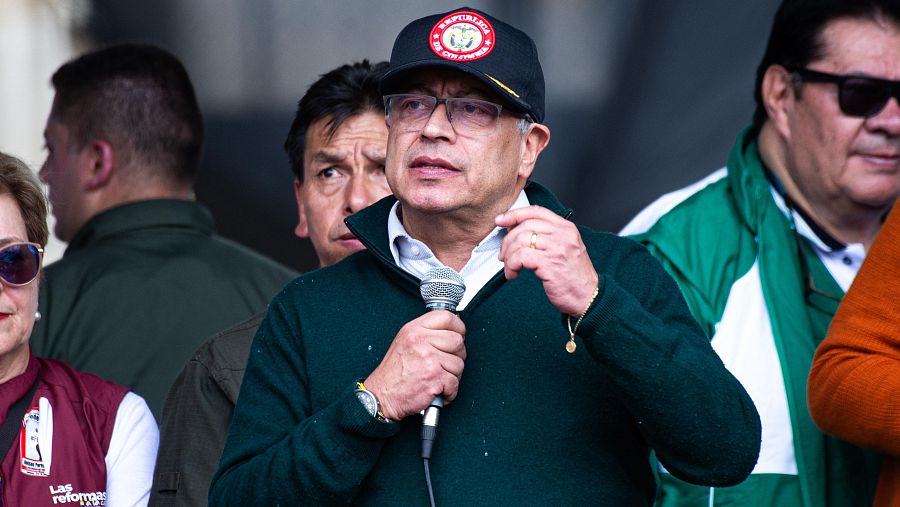 Gustavo Petro durante una manifestación en defensa de sus reformas en 2024.