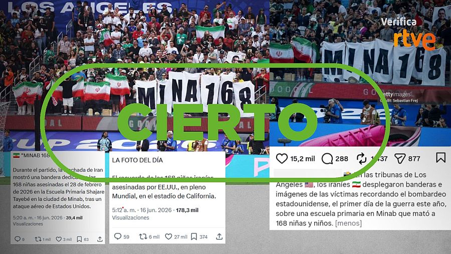 Mensajes en redes que muestran la pancarta en recuerdo a las víctimas del ataque a la escuela de niñas en la ciudad Minab
