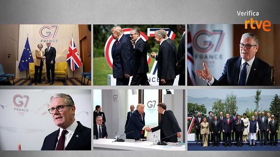 Imágenes que demuestran la asistencia de Starmer a la cumbre del G7 en Francia el día del partido