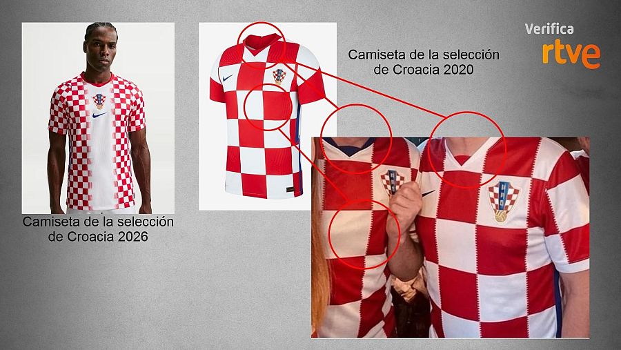 Comparativa de las camisetas de la selección de Croacia en 2026 y 2020 y errores de la IA al intentar recrear la versión de 2020