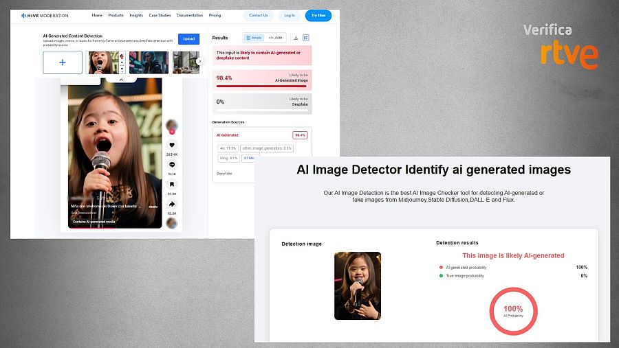 Resultados que ofrecen las herramientas de detección de IA sobre el vídeo