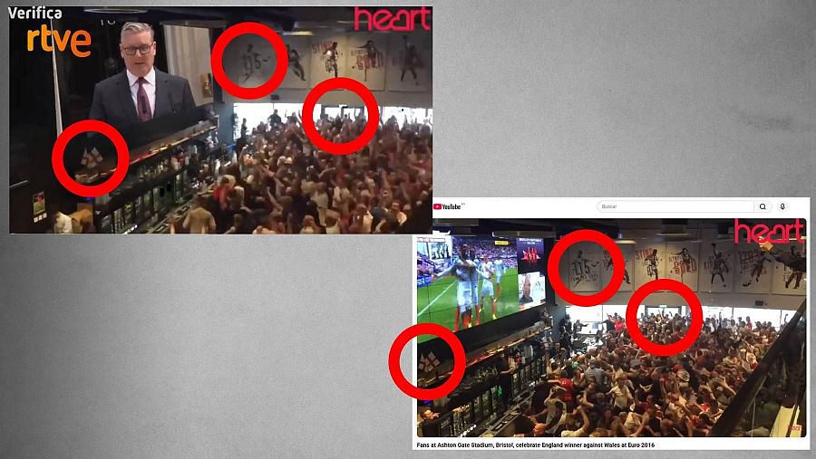 Elementos coincidentes entre el vídeo manipulado y capturas de la grabación original