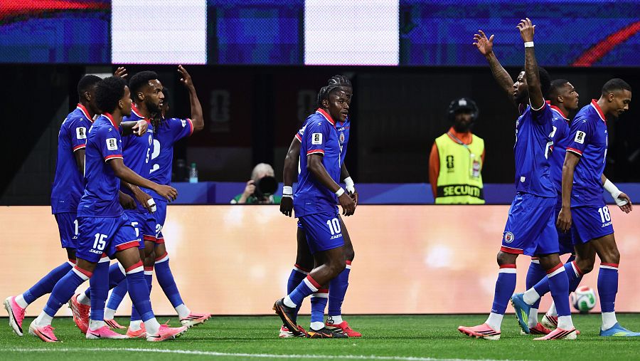 Los jugadores de Haití celebrando un gol en el Marruecos - Haití del Mundial 2026