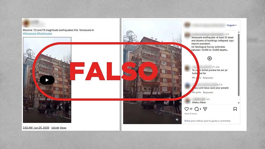 Mensajes de redes que difunden como actual un vídeo del terremoto de Turquía en 2023