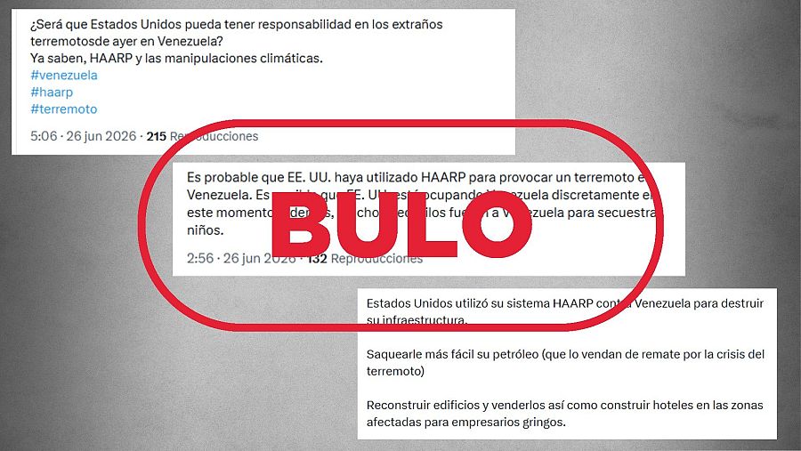 Mensajes que difunden el bulo de que el proyecto HAARP provocó los terremotos en Venezuela